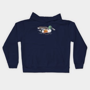 Northern Shoveler Duck Digital Illustration Kids Hoodie